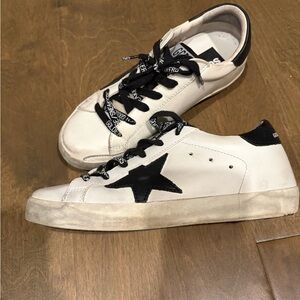 Golden Goose White and Black Star Sneakers